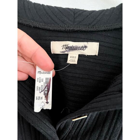 Madewell | NWT | Variegated Rib Boxy Polo Shirt | True Black | Sz XXS - Picture 5 of 8